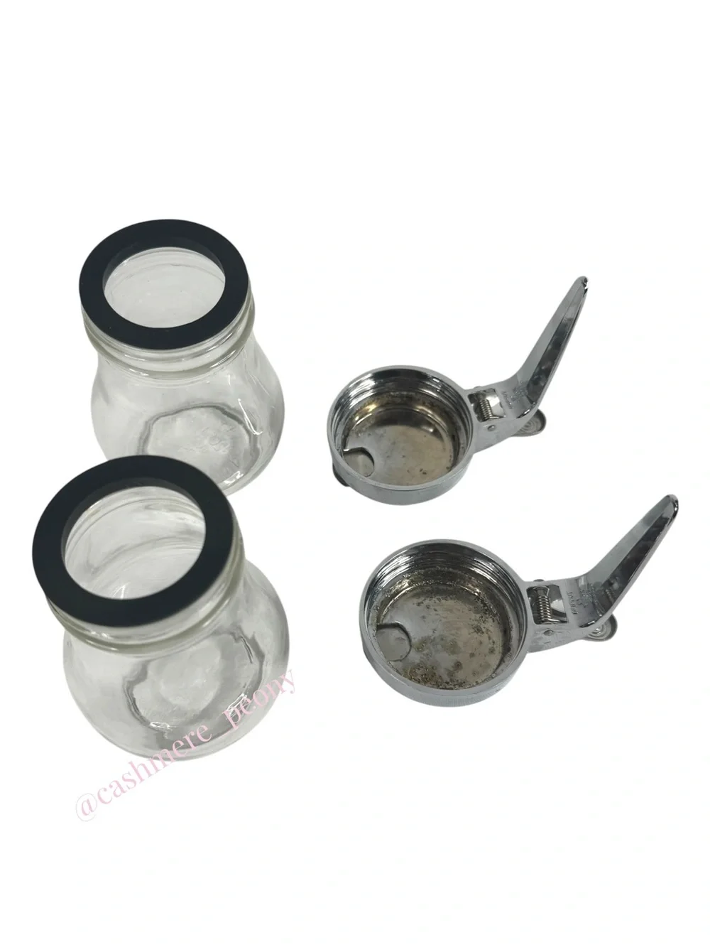 Vintage Set of 2 Dripcut by Traex Glass Syrup Dispensers 206J Dane Wisconsin
